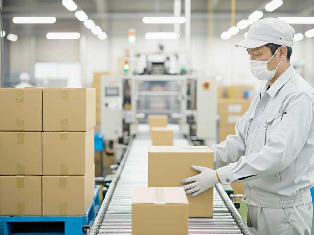 製造・物流現場で業務を請け負っている男性